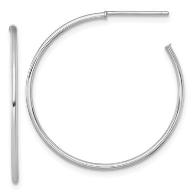 1.2 x 30mm Polished Post Hoop Earrings 14k White Gold, MPN: TF2484W, UPC: