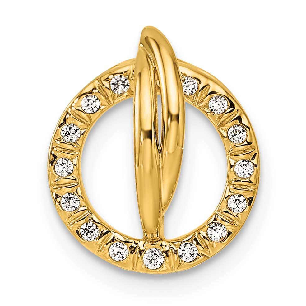 Diamond Open Circle Chain Slide 14 Inch 14k Gold Polished, MPN: PM10205-009-YAA, UPC: