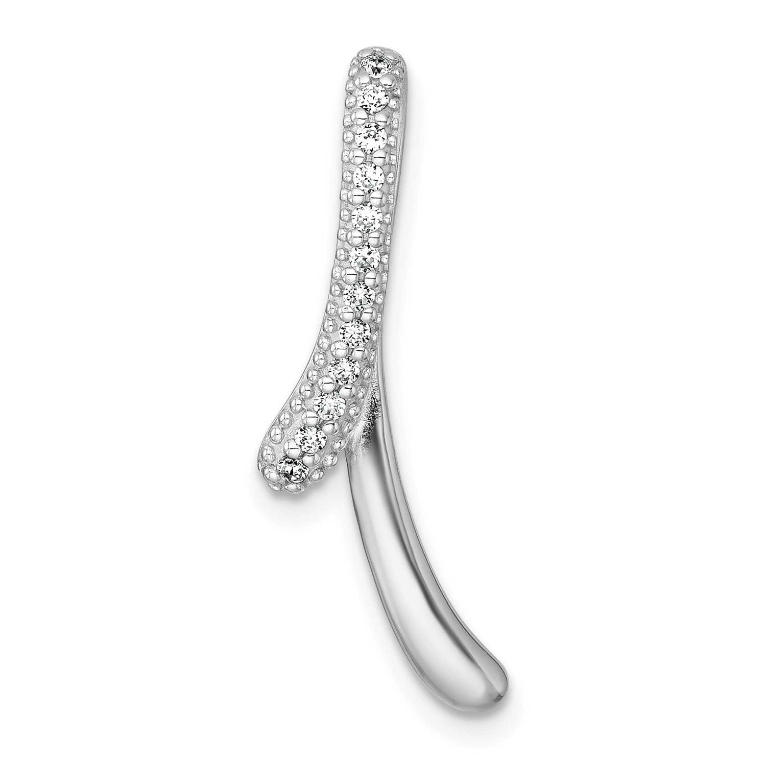 Polished Fancy CZ Slide Pendant Sterling Silver Rhodium-Plated, MPN: QG7162P, UPC: