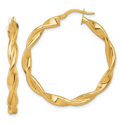 Twist Hoop Earrings 14k Gold Polished, MPN: TF2436, UPC: