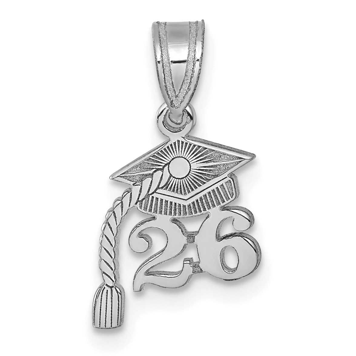 Graduation Cap 26 with Dangling Tassel Charm 14k White Gold, MPN: YC1547W-26, UPC: