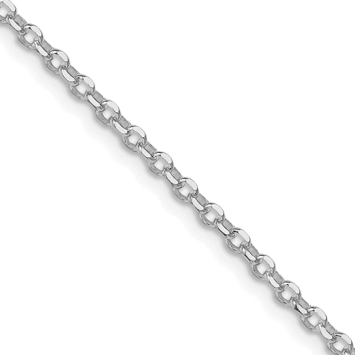 2.6mm Diamond-Cut Cable Chain 16 Inch Sterling Silver Rhodium-Plated, MPN: QHC045R-16, UPC: