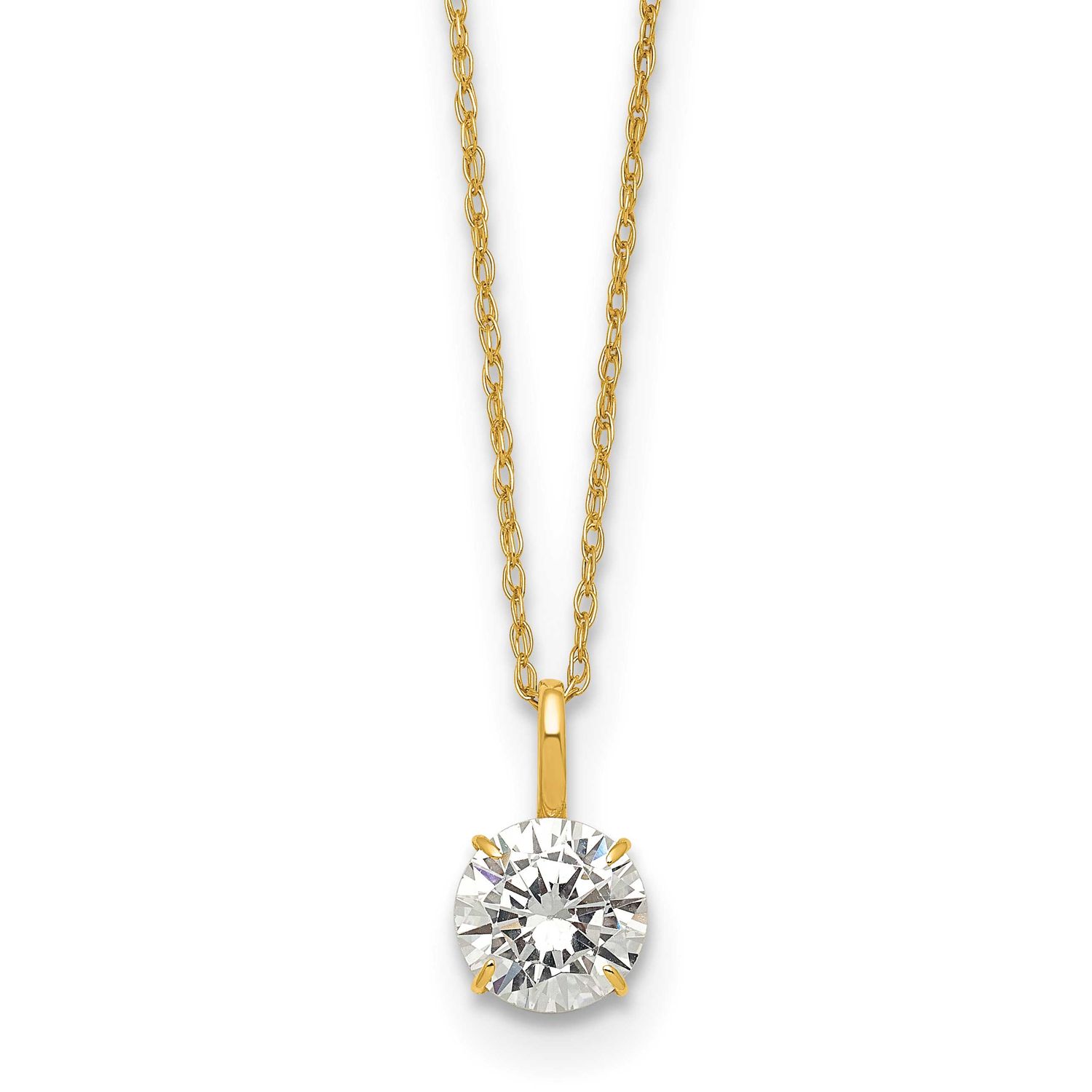 6mm CZ Stud 18 Inch Necklace 14k Gold Polished, MPN: SF3297-18, UPC: