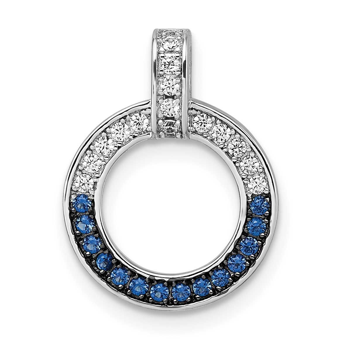 White and Black Rhodium-Plated White and Blue CZ Open Circle Pendant Sterling Silver, MPN: QG7003P,…