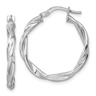 Polished Twist Hoop Earrings 14k White Gold, MPN: TF2430W, UPC: