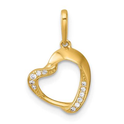 CZ Fancy Open Heart Pendant 14k Gold Polished, MPN: YC1602, UPC: