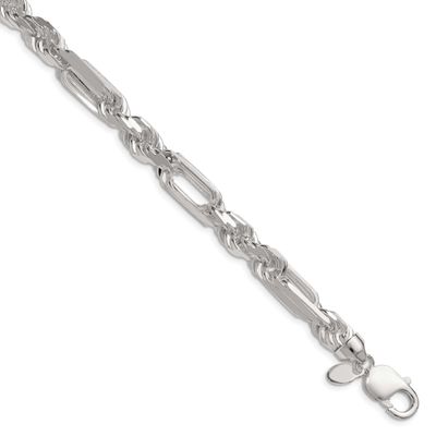 8mm Diamond-cut Figarope Chain 9 Inch Sterling Silver, MPN: QFGR150-9, UPC: