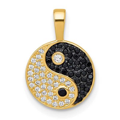 Black &amp; White CZ Yin &amp; Yang Pendant 10k Gold Polished, MPN: 10C4988, UPC: