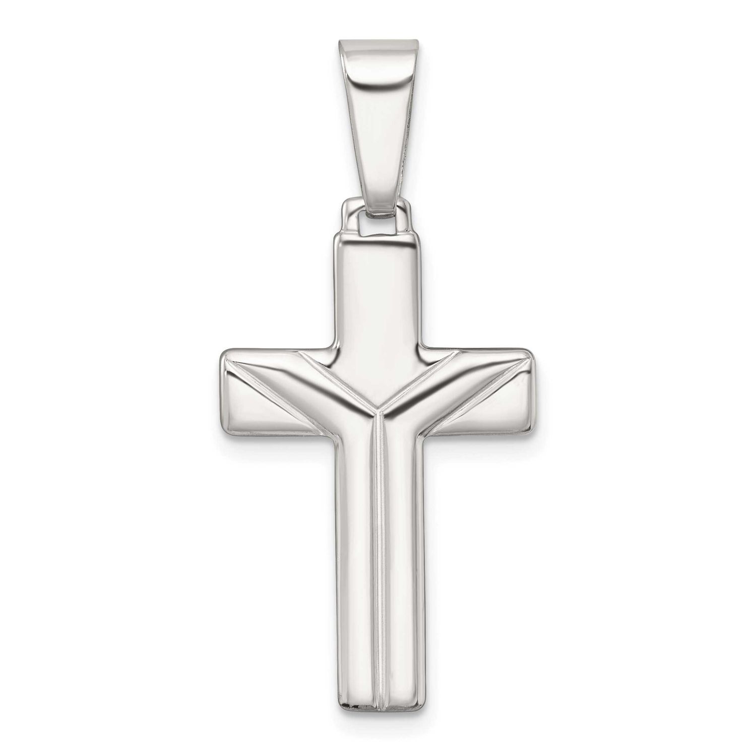 Grooved Cross Pendant Sterling Silver Polished, MPN: QC11598, UPC: