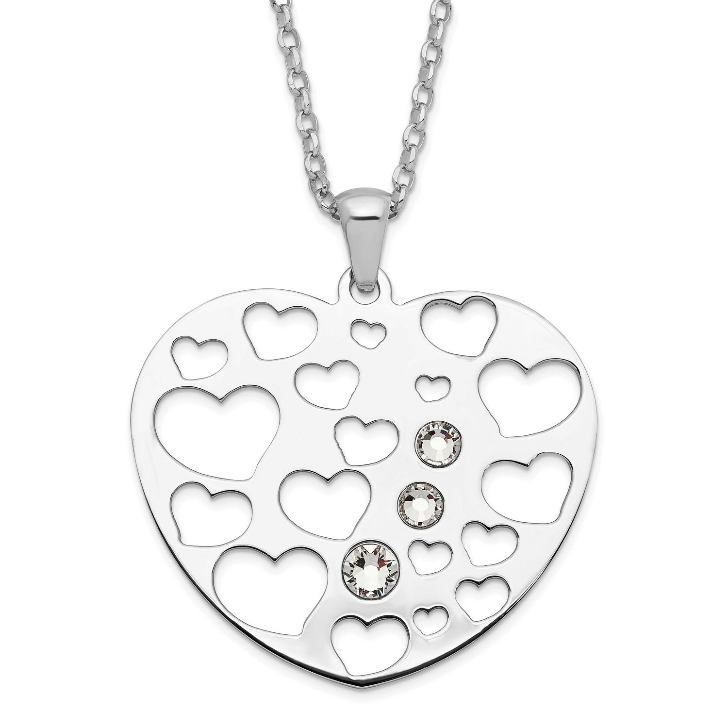 CZ Heart Necklace Sterling Silver Polished, MPN: QG4594-18, UPC: 191101676604