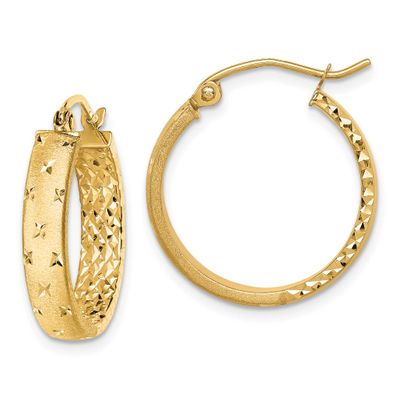 Diamond-Cut In/Out Hoop Earrings 10k Gold Polished, MPN: 10TF1572, UPC: