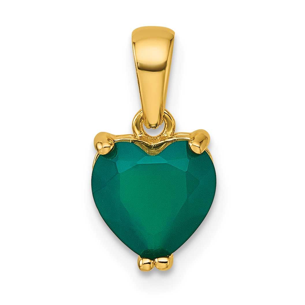 Green Chalcedony Heart Pendant Sterling Silver Gold-Tone, MPN: QG7191P, UPC: