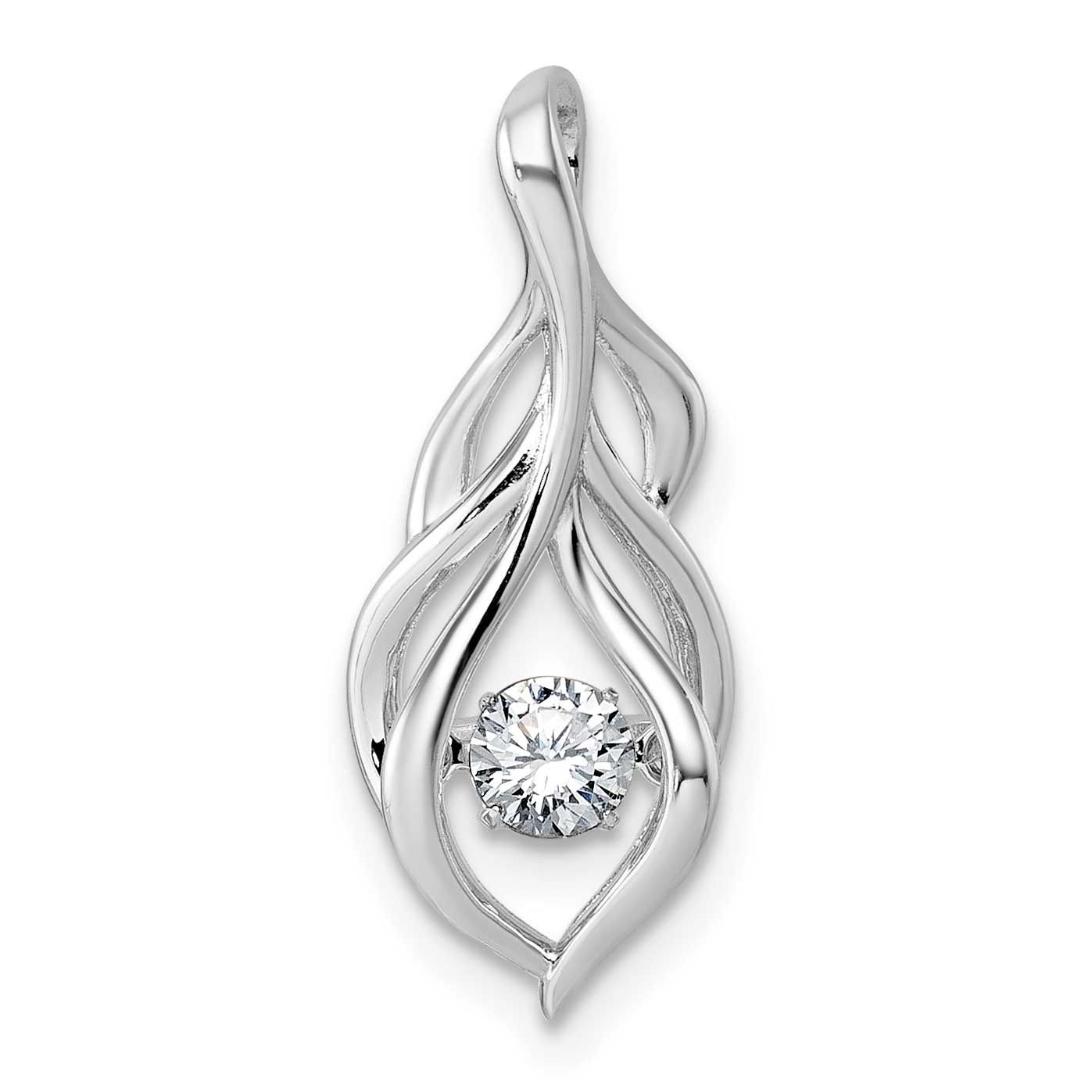 Dangle Vibrant Moving CZ Open Teardrop Swirl Pendant Sterling Silver Rhodium-Plated, MPN: QP5931, U…