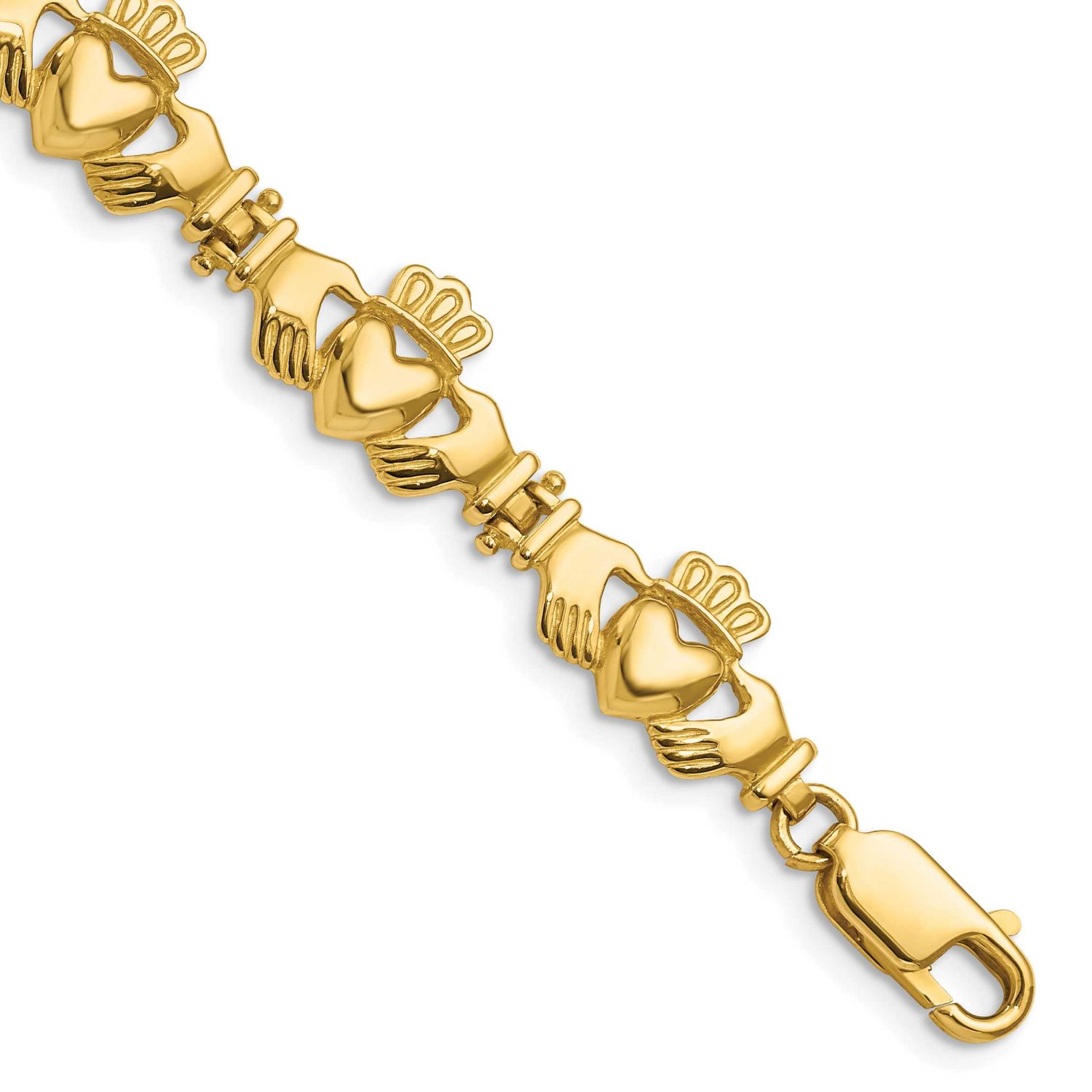 Claddagh Link Bracelet 14k Gold Polished, MPN: FB1557-7, UPC: 883957946054