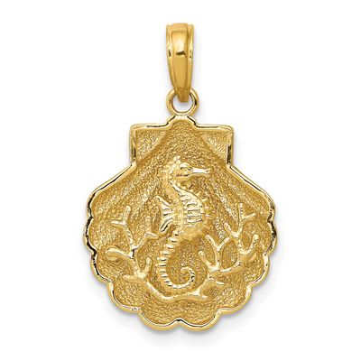 Seahorse In A Shell Pendant 14k Gold, MPN: D4396, UPC: 637218158034