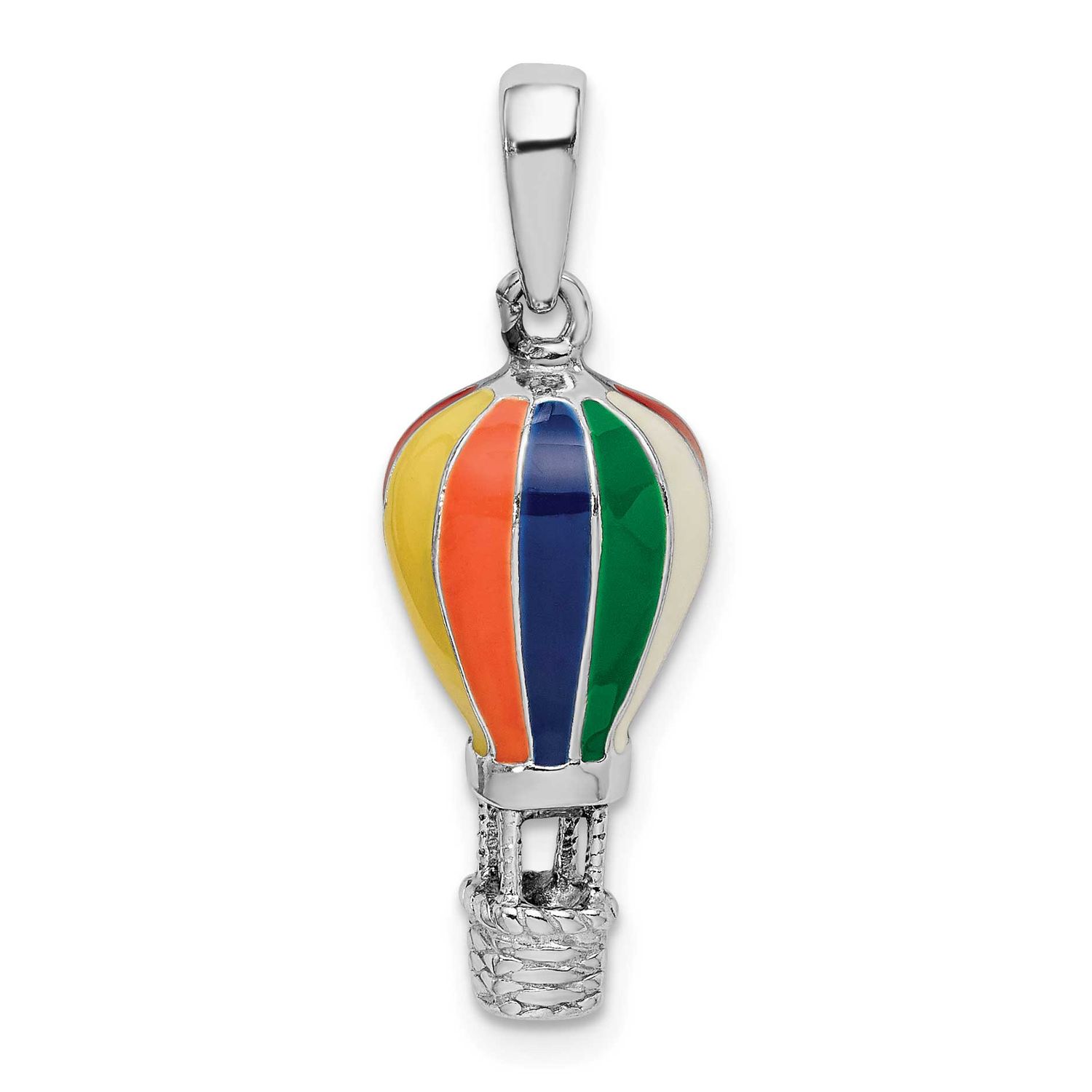 De-Ani 3D Enameled Hot Air Balloon Pendant Sterling Silver Rhodium-Plated, MPN: QC10710, UPC: 63721…