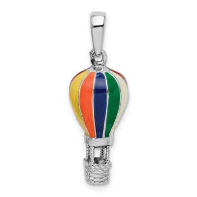 De-Ani 3D Enameled Hot Air Balloon Pendant Sterling Silver Rhodium-Plated, MPN: QC10710, UPC: 63721…