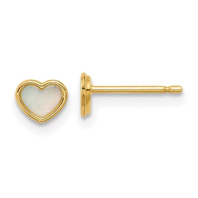 Mother of Pearl Heart Post Earrings 14k Gold Polished, MPN: GK1214, UPC:
