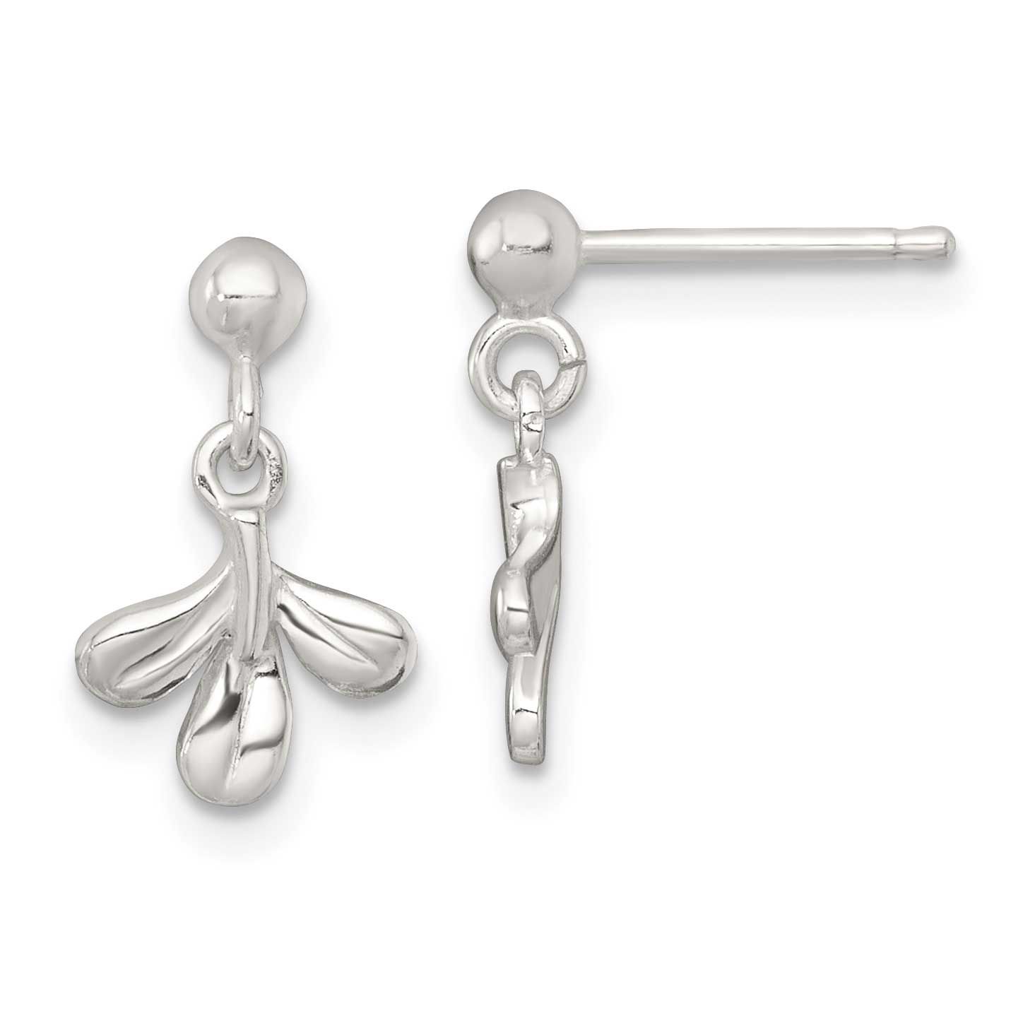 3 Leaf Post Dangle Earrings Sterling Silver Polished, MPN: QG6970E, UPC: