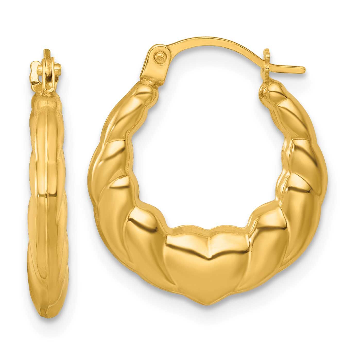 Hearts Hoop Earrings 14k Gold Polished, MPN: TL1180, UPC: