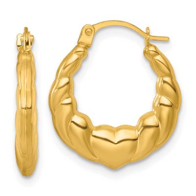 Hearts Hoop Earrings 14k Gold Polished, MPN: TL1180, UPC: