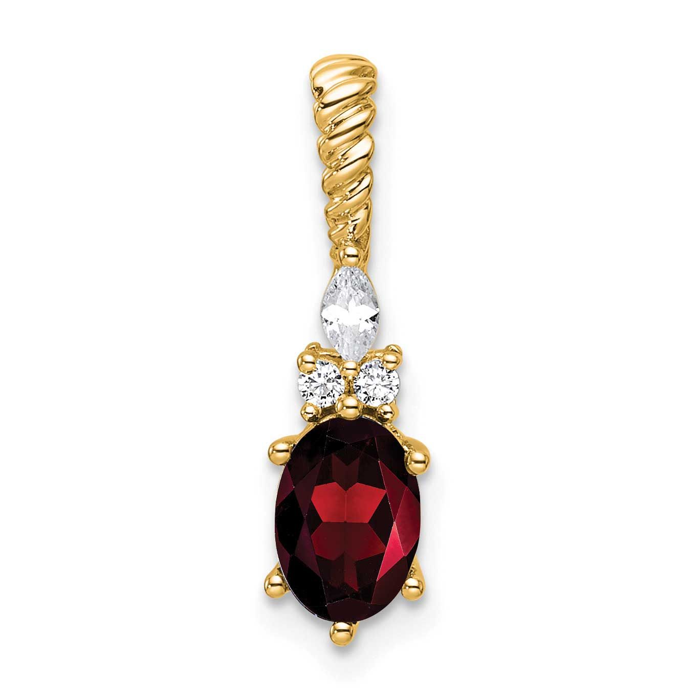 Diamond and Garnet Twisted Chain Slide 21.8 Inch 14k Gold Polished, MPN: PM9791-GA-009-YAA, UPC: