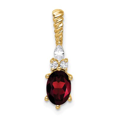 Diamond and Garnet Twisted Chain Slide 21.8 Inch 14k Gold Polished, MPN: PM9791-GA-009-YAA, UPC: