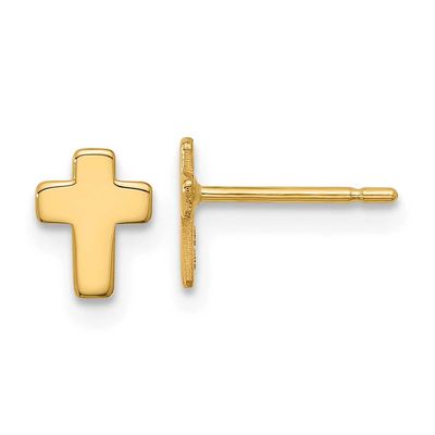 Cross Post Earrings 10k Gold Polished, MPN: 10TE664, UPC: