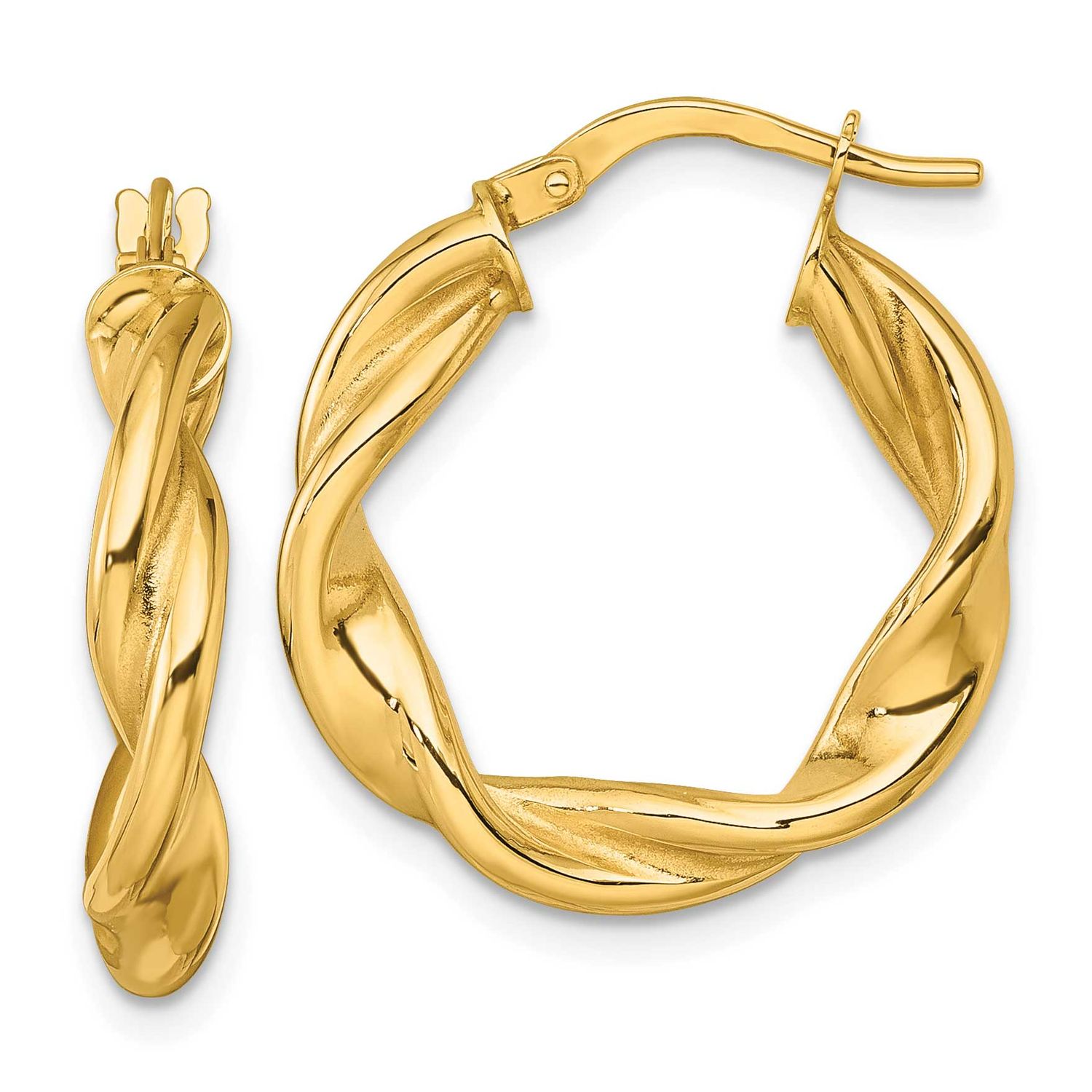 Twist Hoop Earrings 10k Gold Polished, MPN: 10ER383, UPC: