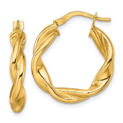 Twist Hoop Earrings 10k Gold Polished, MPN: 10ER383, UPC:
