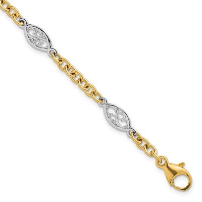 Fancy Chain 6.5mm Bracelet 7.25 Inch 14K Two Tone Gold Polished, MPN: SF3225-7.25, UPC: