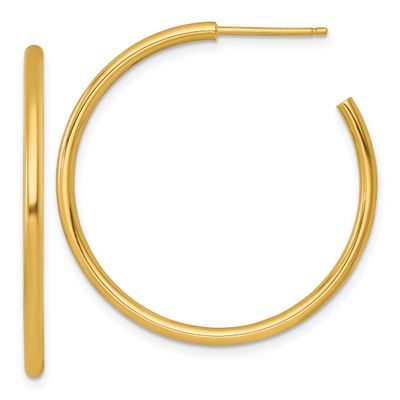 2.0 x 35mm Polished Post Hoop Earrings 14k Gold, MPN: TF2506, UPC: