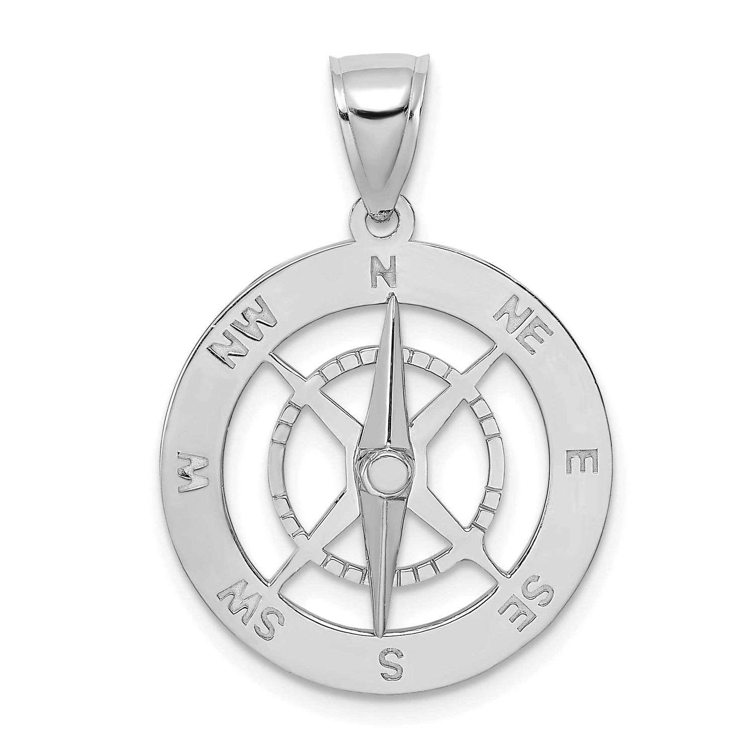 Nautical Compass with Moveable Needle Charm 14k White Gold, MPN: K7898W, UPC: 196904090473