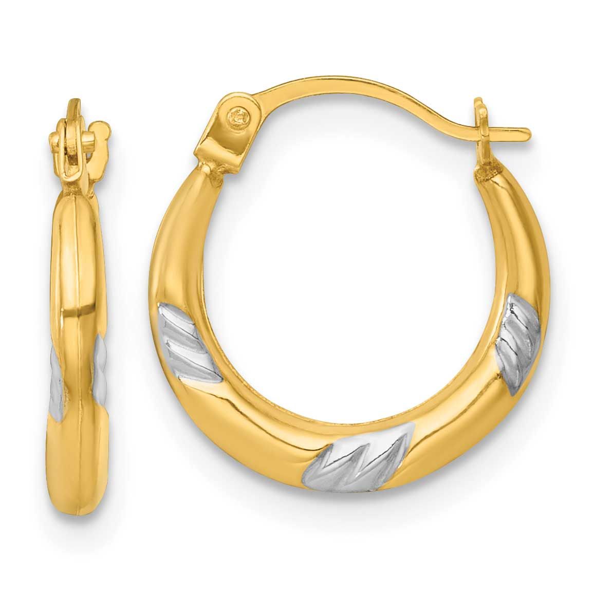 2mm Hoop Earrings 14k Gold with Rhodium Polished, MPN: TL1189, UPC: