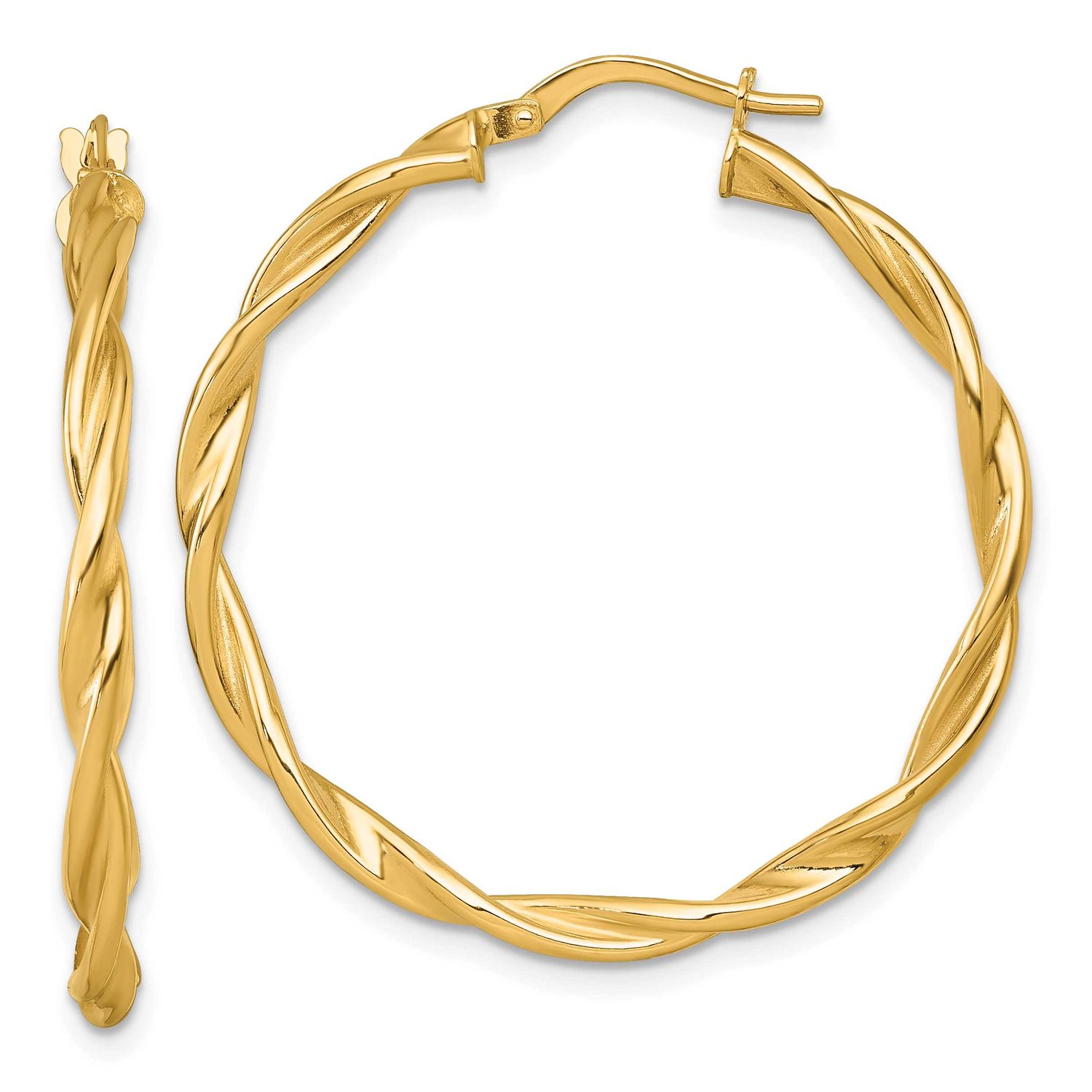 Twist Hoop Earrings 14k Gold Polished, MPN: TF2432, UPC: