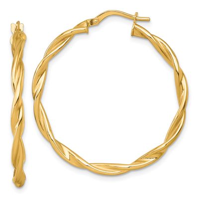 Twist Hoop Earrings 14k Gold Polished, MPN: TF2432, UPC: