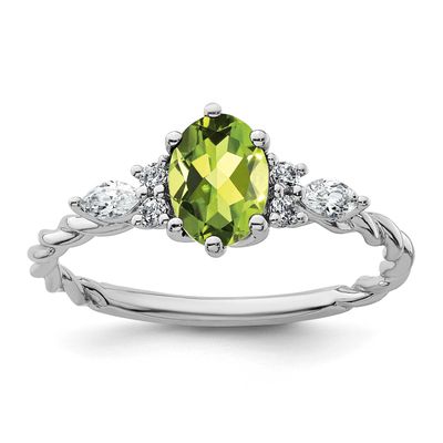 Polished Diamond and Peridot Twisted Ring 14k White Gold, MPN: RM9791-PE-017-WAA, UPC: