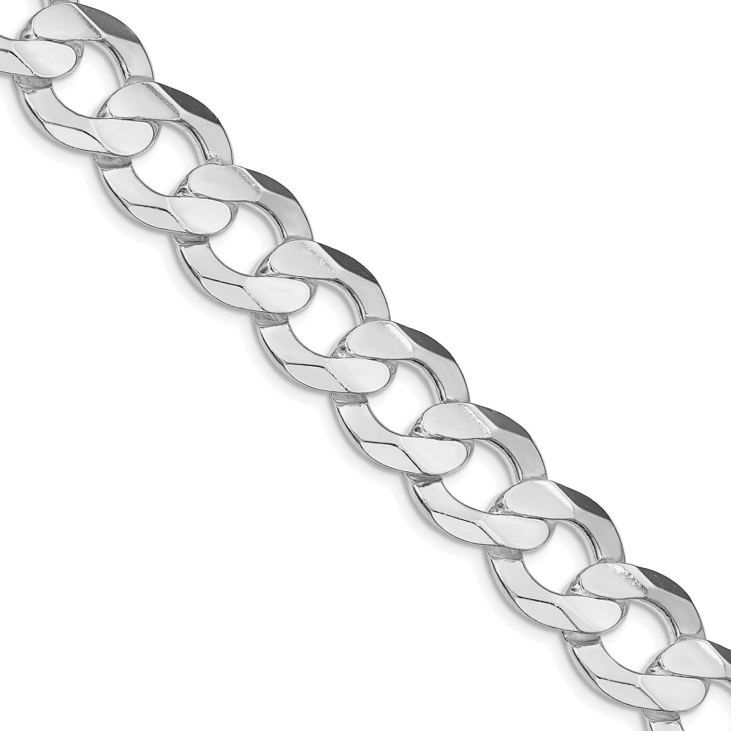 14.0mm Concave Beveled Curb Chain 22 Inch Sterling Silver Rhodium-Plated, MPN: QCBC350R-22, UPC: