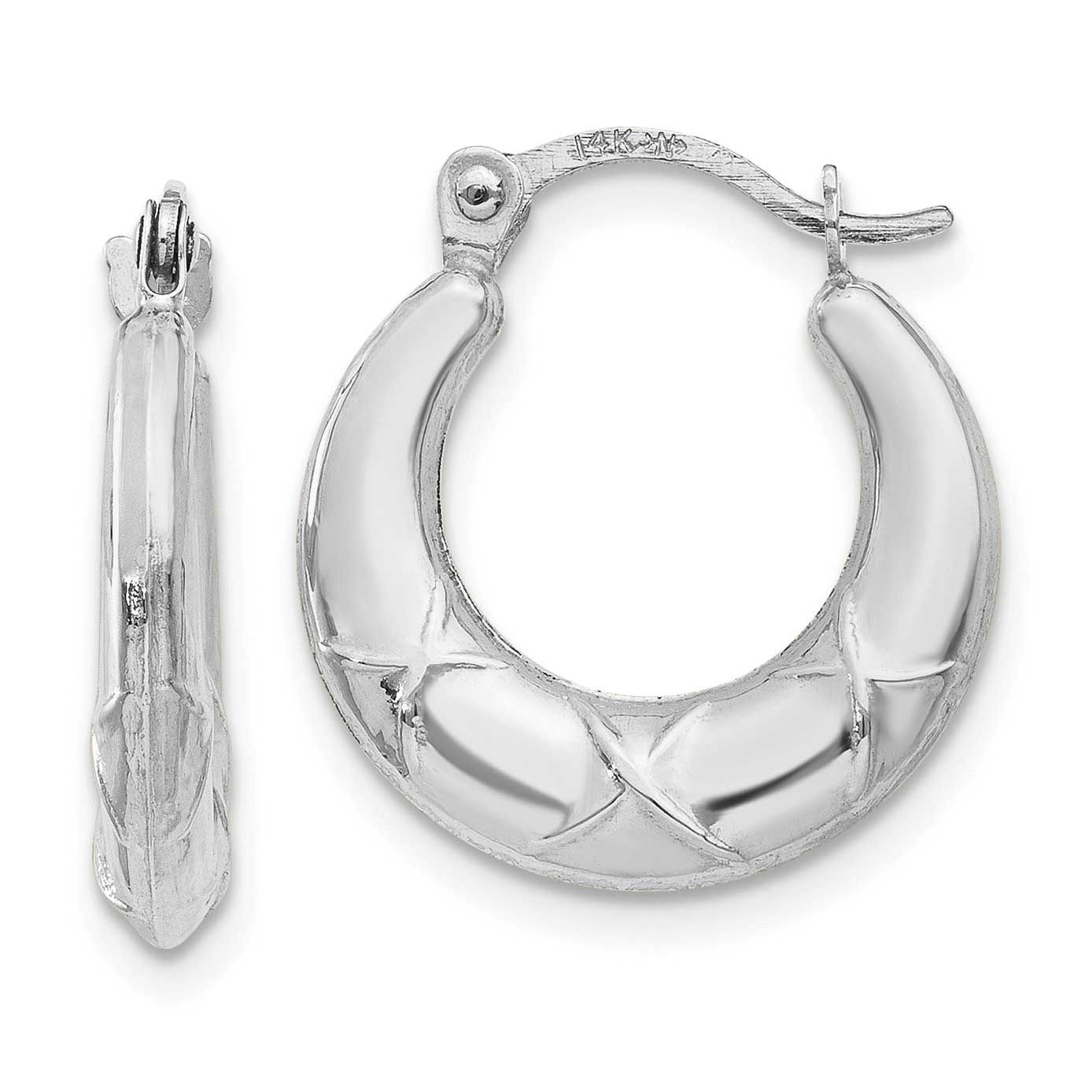 Hollow x Hoop Earrings 14k White Gold, MPN: TL754W, UPC: