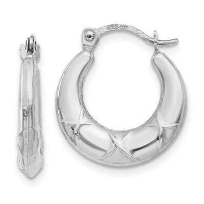 Hollow x Hoop Earrings 14k White Gold, MPN: TL754W, UPC:
