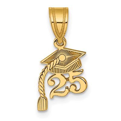 Graduation Cap 25 with Dangling Tassle Charm 14k Gold, MPN: YC1547-25, UPC: