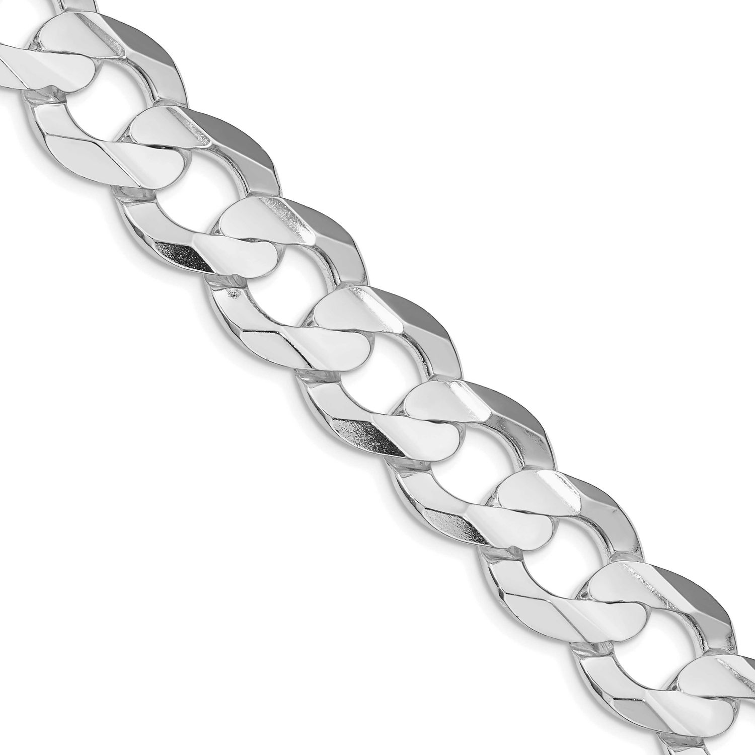 15.75mm Concave Beveled Curb Chain 22 Inch Sterling Silver Rhodium-Plated, MPN: QCBC400R-22, UPC: