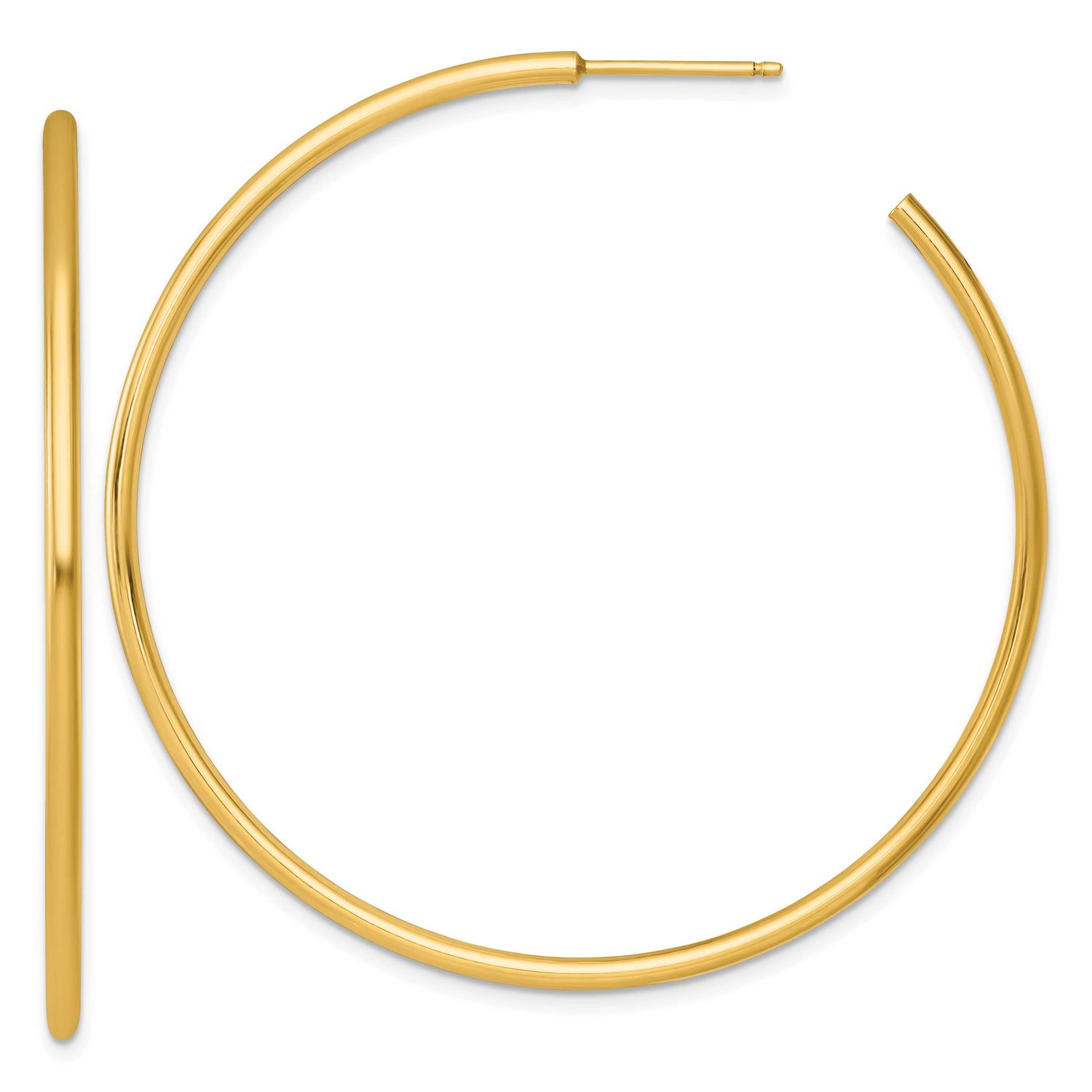 2.0 x 55mm Polished Post Hoop Earrings 14k Gold, MPN: TF2510, UPC: