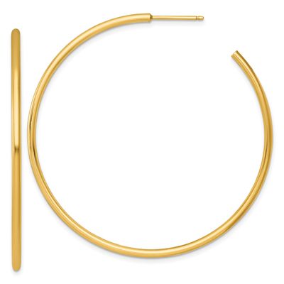 2.0 x 55mm Polished Post Hoop Earrings 14k Gold, MPN: TF2510, UPC: