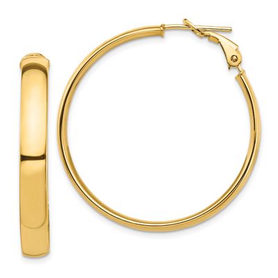 High Polished 5mm Omega Back Hoop Earrings 10k Gold, MPN: 10PRE1001, UPC: