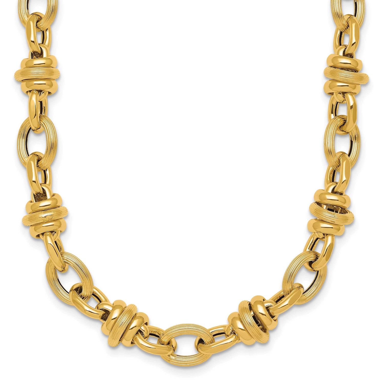 Textured Fancy Link 18 Inch Necklace 14k Gold Polished, MPN: SF3268-18, UPC: