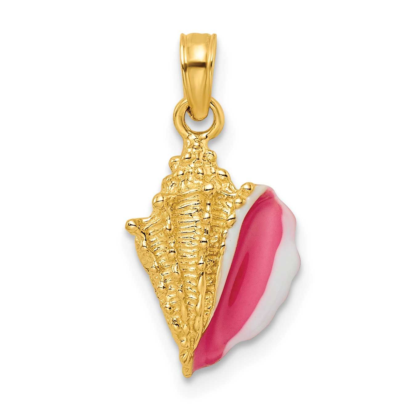 Textured and Enamel Conch Shell Pendant 14k Gold, MPN: K7092, UPC: 196904273388