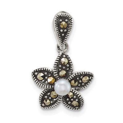 Marcasite Fwc Pearl Fancy Flower Pendant Sterling Silver Antiqued, MPN: QG7225P, UPC: