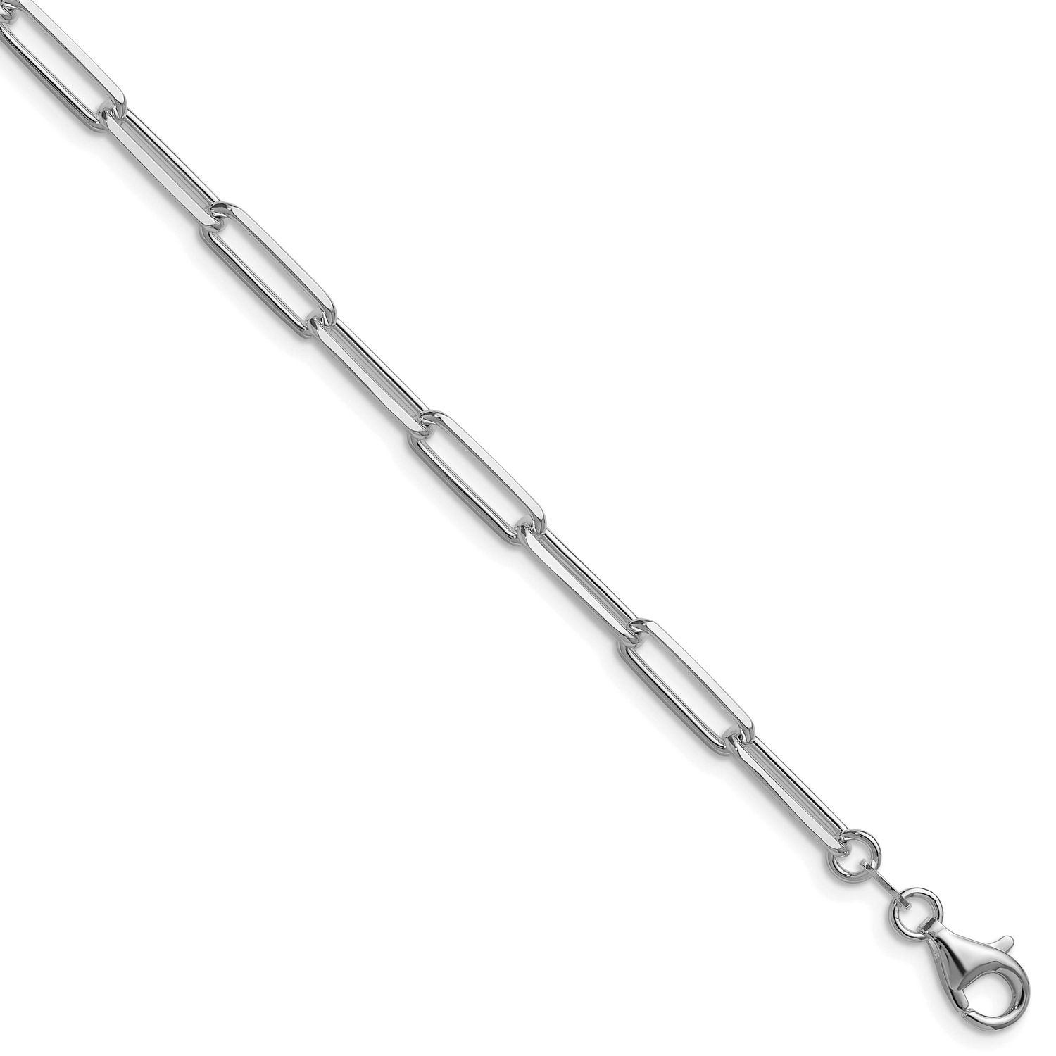 4.4mm Diamond-cut Paperclip Chain 7 Inch Sterling Silver Rhodium-Plated, MPN: QDPC120R-7, UPC: