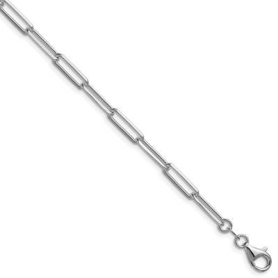 4.4mm Diamond-cut Paperclip Chain 7 Inch Sterling Silver Rhodium-Plated, MPN: QDPC120R-7, UPC: